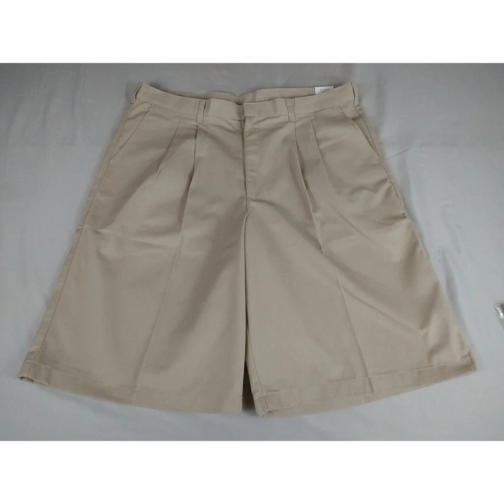 Mark Twain Khaki Shorts Mens 42 Beige Super Soft Twill‎ Wrinkle Free Durable